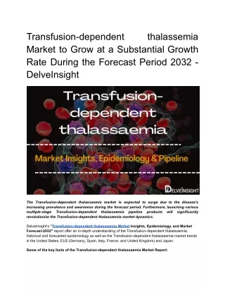 transfusion dependent market to grow