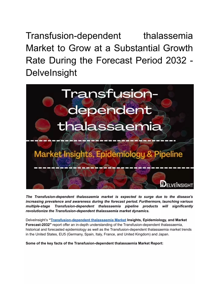 transfusion dependent market to grow