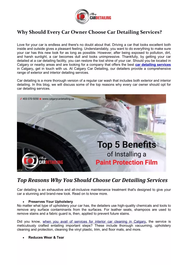 why should every car owner choose car detailing