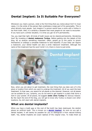 Dental Implant - Is It Suitable For Everyone
