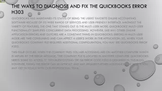 the ways to diagnose and fix the quickbooks error h303