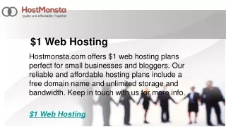 $1 Web Hosting  Hostmonsta.com