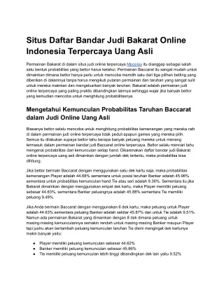 Daftar Bandar Judi Bakarat Online Indonesia