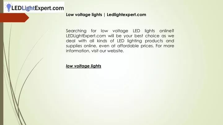 low voltage lights ledlightexpert com