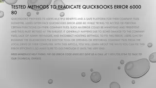 tested methods to eradicate quickbooks error 6000 80