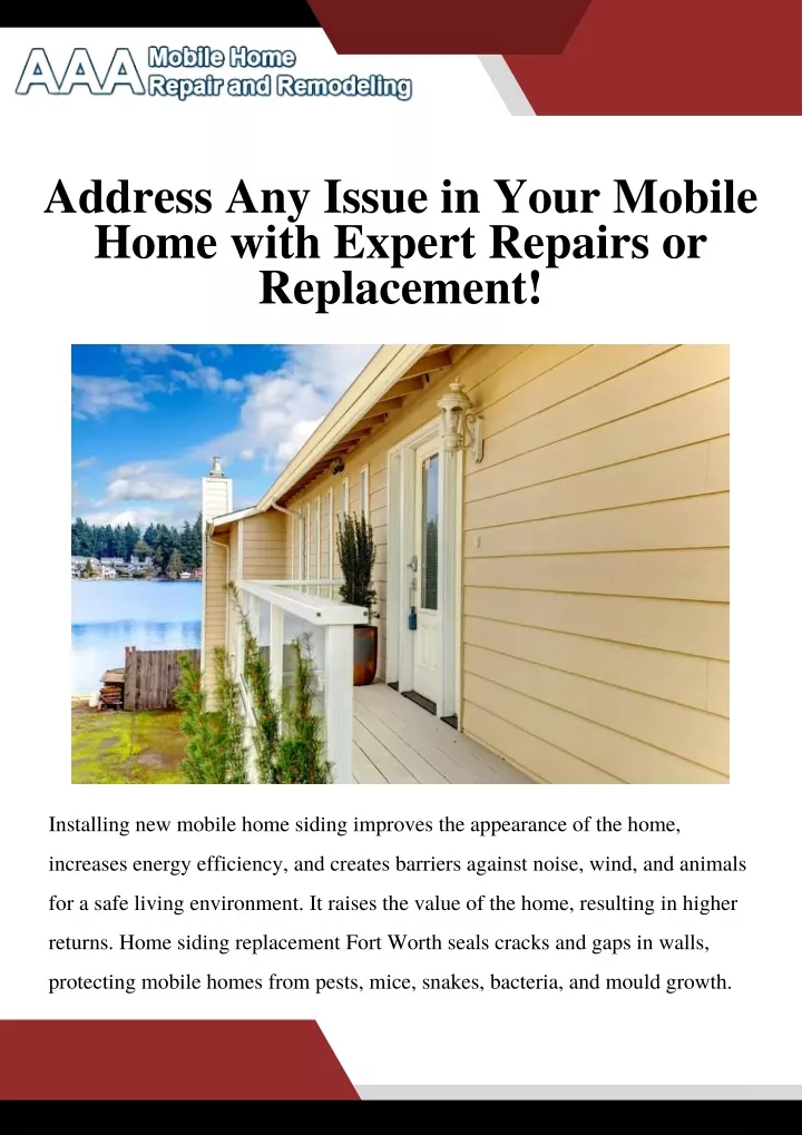 address any issue in your mobile home with expert