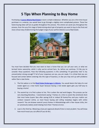 5 tips when planning to buy home