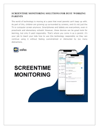 SCREENTIME MONITORING SOLUTIONS FOR BUSY WORKING PARENTS