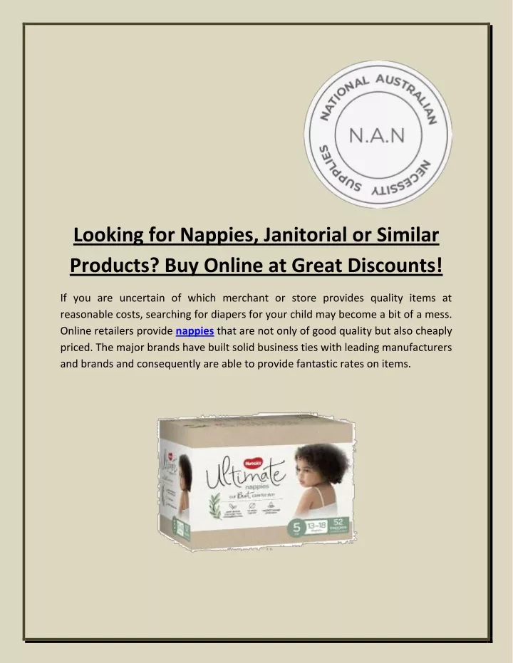 looking for nappies janitorial or similar