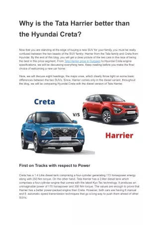 Why is the Tata Harrier better than the Hyundai Creta