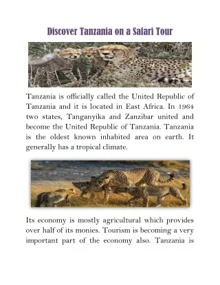 Discover Tanzania on a Safari Tour