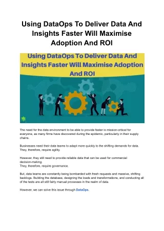 using dataops to deliver data and insights faster