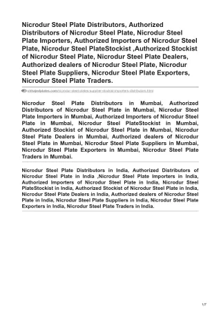 Nicrodur Steel PlateStockist in Mumbai, 