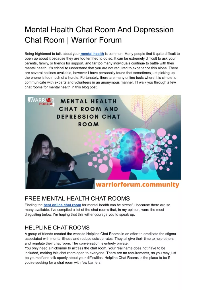 mental health chat room and depression chat room