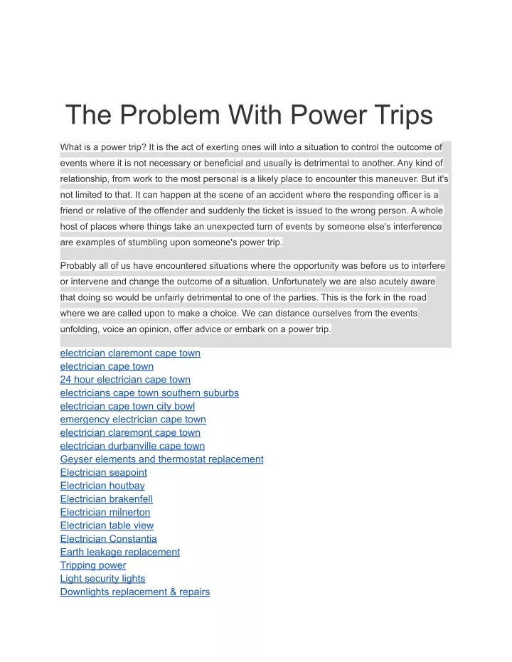 the problem with power trips