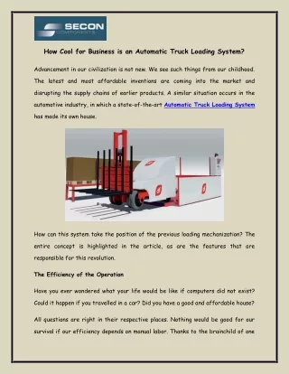 How Cool for Business is an Automatic Truck Loading System?