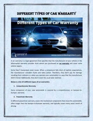 Different types of car warranty