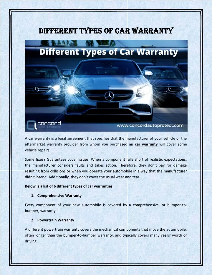 different different types of car warranty types