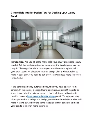 7 Incredible Interior Design Tips For Decking Up A Luxury Condo