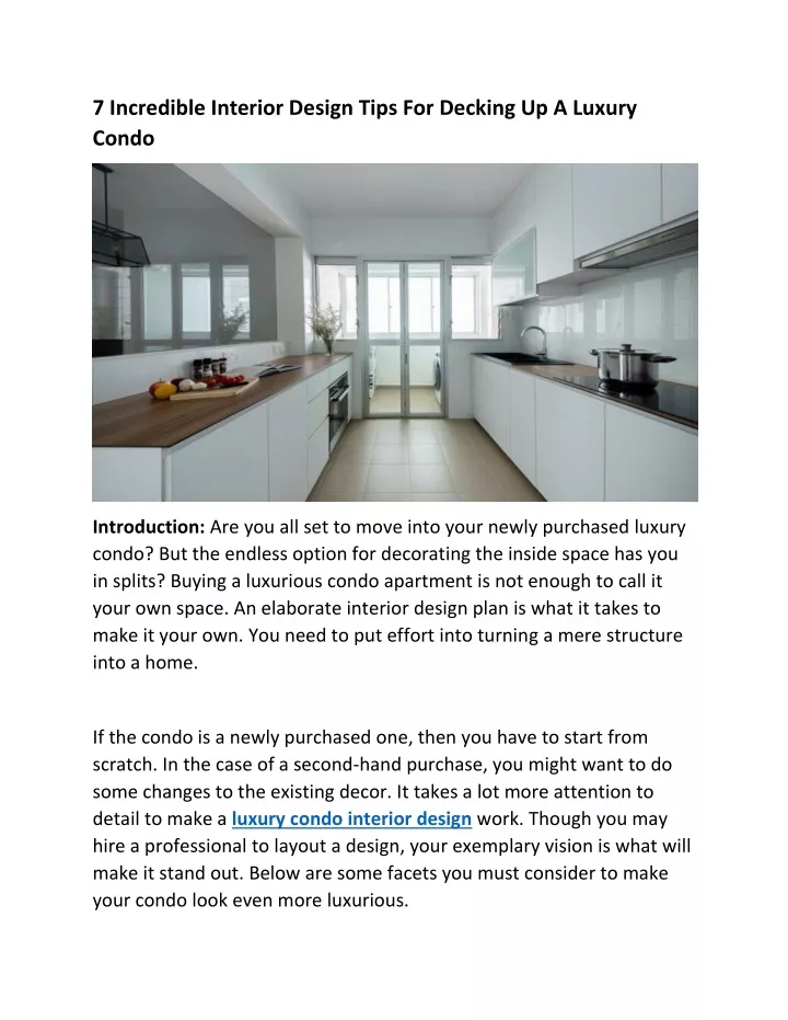 PPT - 7 Incredible Interior Design Tips For Decking Up A Luxury Condo ...