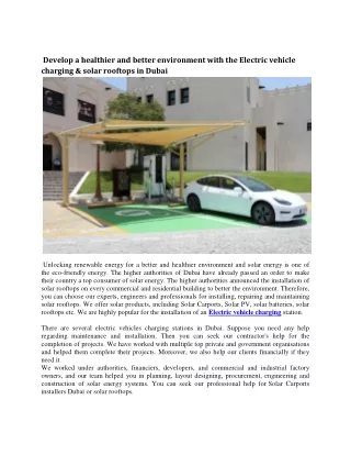 Electric vehicle charging & solar rooftops in Dubai