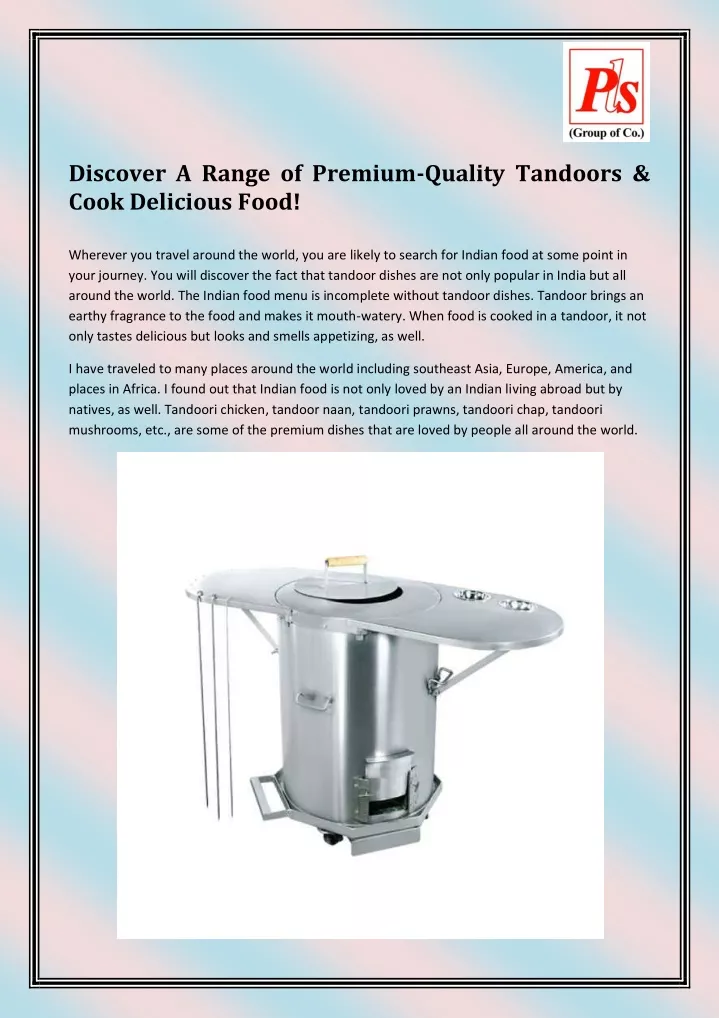 discover a range of premium quality tandoors cook