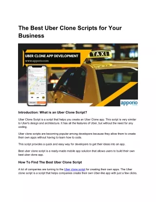 Best Uber Clone Scripts for Your Business