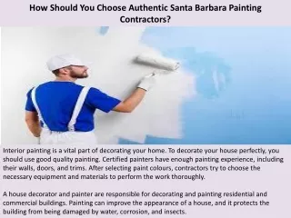 How Should You Choose Authentic Santa Barbara Painting Contractors