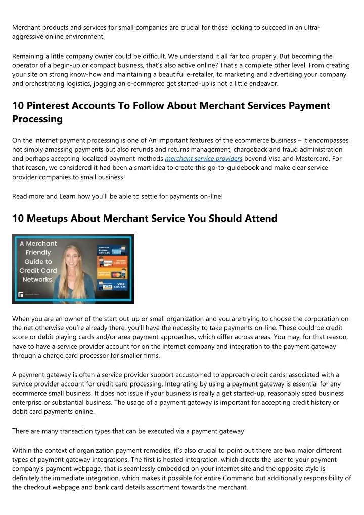 merchant products and services for small