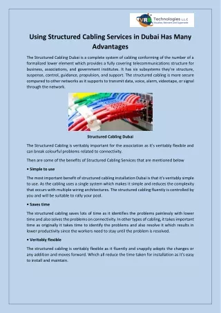 using structured cabling services in dubai