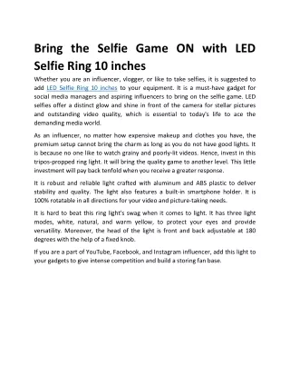 Bring the Selfie Game ON with LED Selfie Ring 10 inches