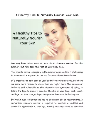 4 Healthy Ways to Naturally Nourish Your Skin