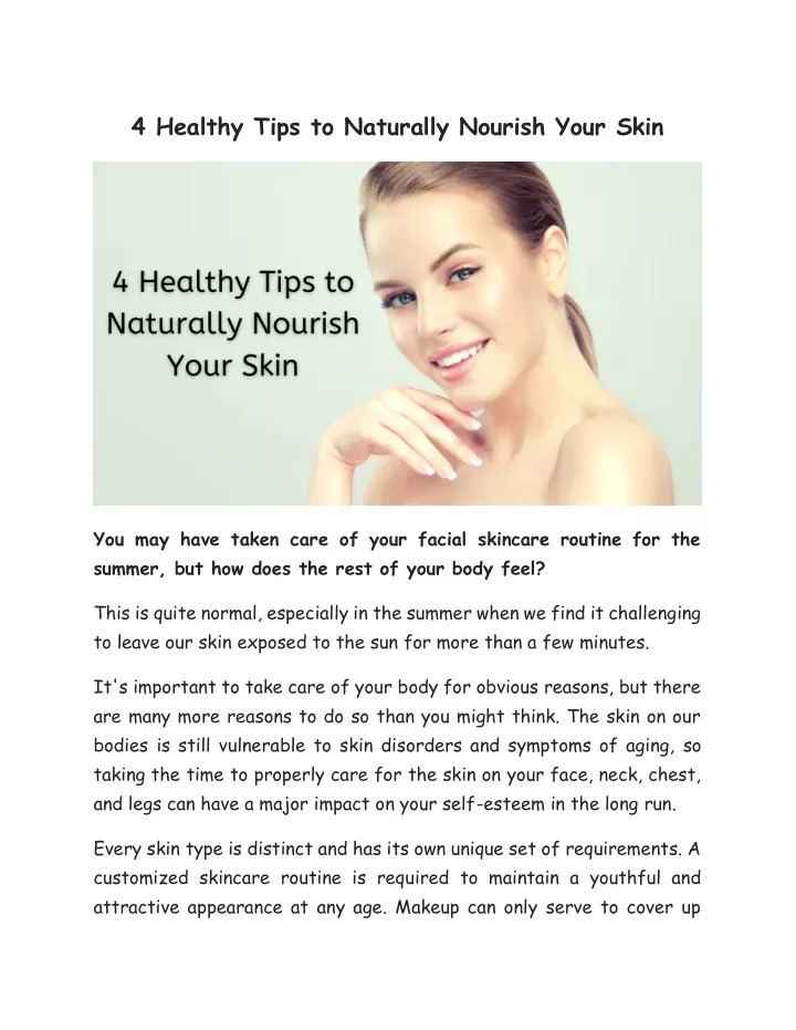 PPT - 4 Healthy Ways to Naturally Nourish Your Skin PowerPoint ...