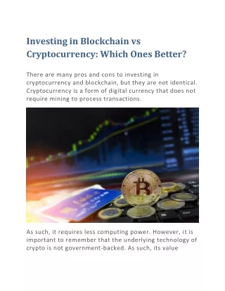 Investing in Blockchain vs Cryptocurrency