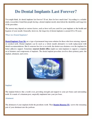 do dental implants last forever
