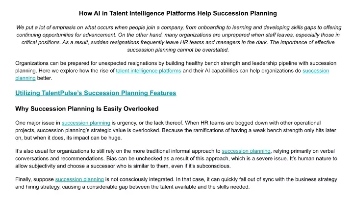 how ai in talent intelligence platforms help