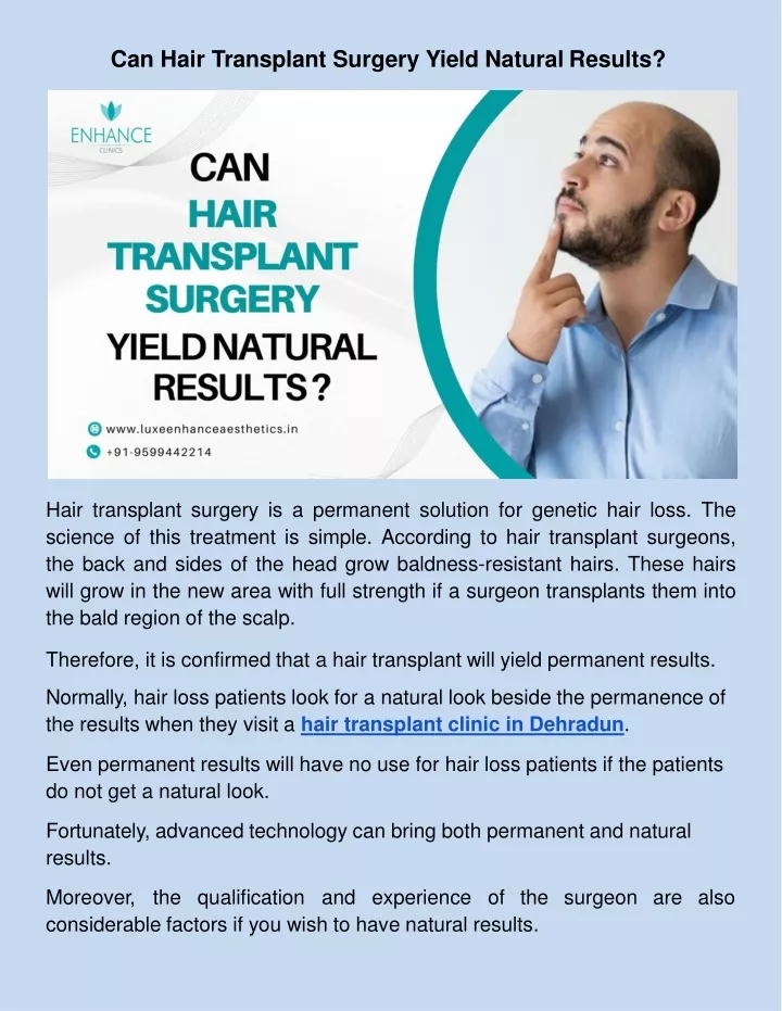 can hair transplant surgery yield natural results