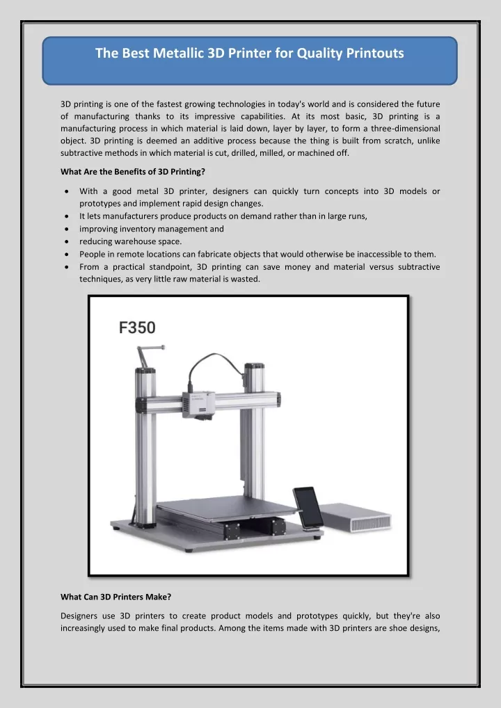 the best metallic 3d printer for quality printouts