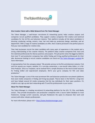 hire creative talent with a wide network from