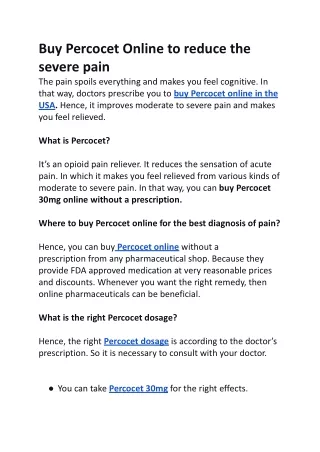 Buy Percocet Online to reduce the severe pain .docx