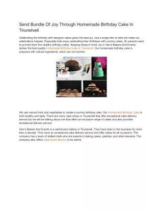 Send Bundle Of Joy Through Homemade Birthday Cake In Tirunelveli