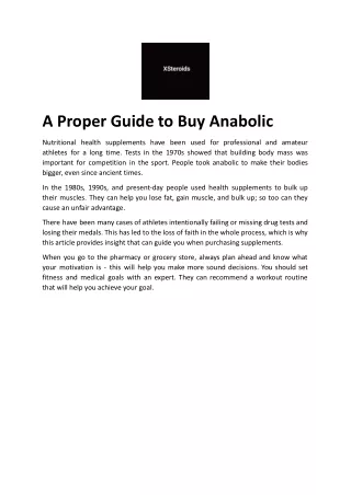 A Proper Guide to Buy Anabolic