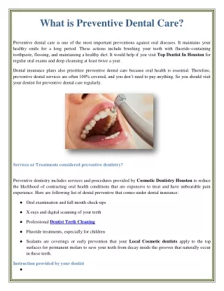 What is Preventive Dental Care?
