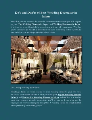 do s and don ts of best wedding decorator