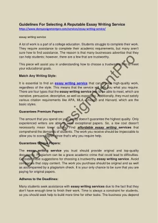 guidelines for selecting a reputable essay