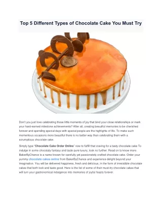 Different Types of Chocolate Cake You Must Try