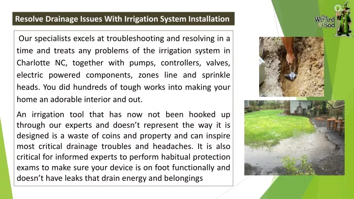 resolve drainage issues with irrigation system