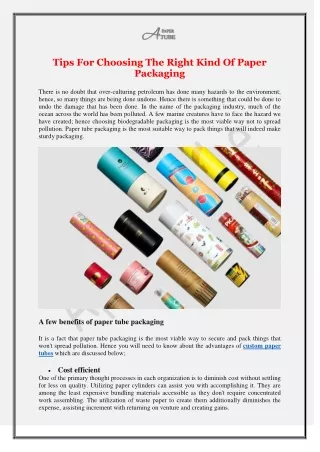 Tips For Choosing The Right Kind Of Paper Packaging