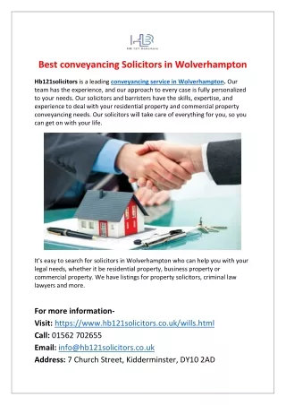 Best conveyancing Solicitors in Wolverhampton