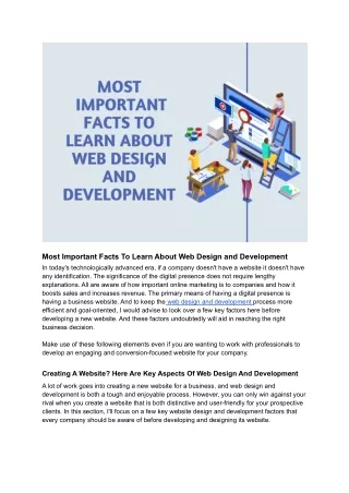 Most Important Facts to Learn About Web Design & Development